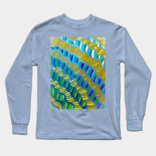 Waves of Blue, Yellow & Green Long Sleeve T-Shirt